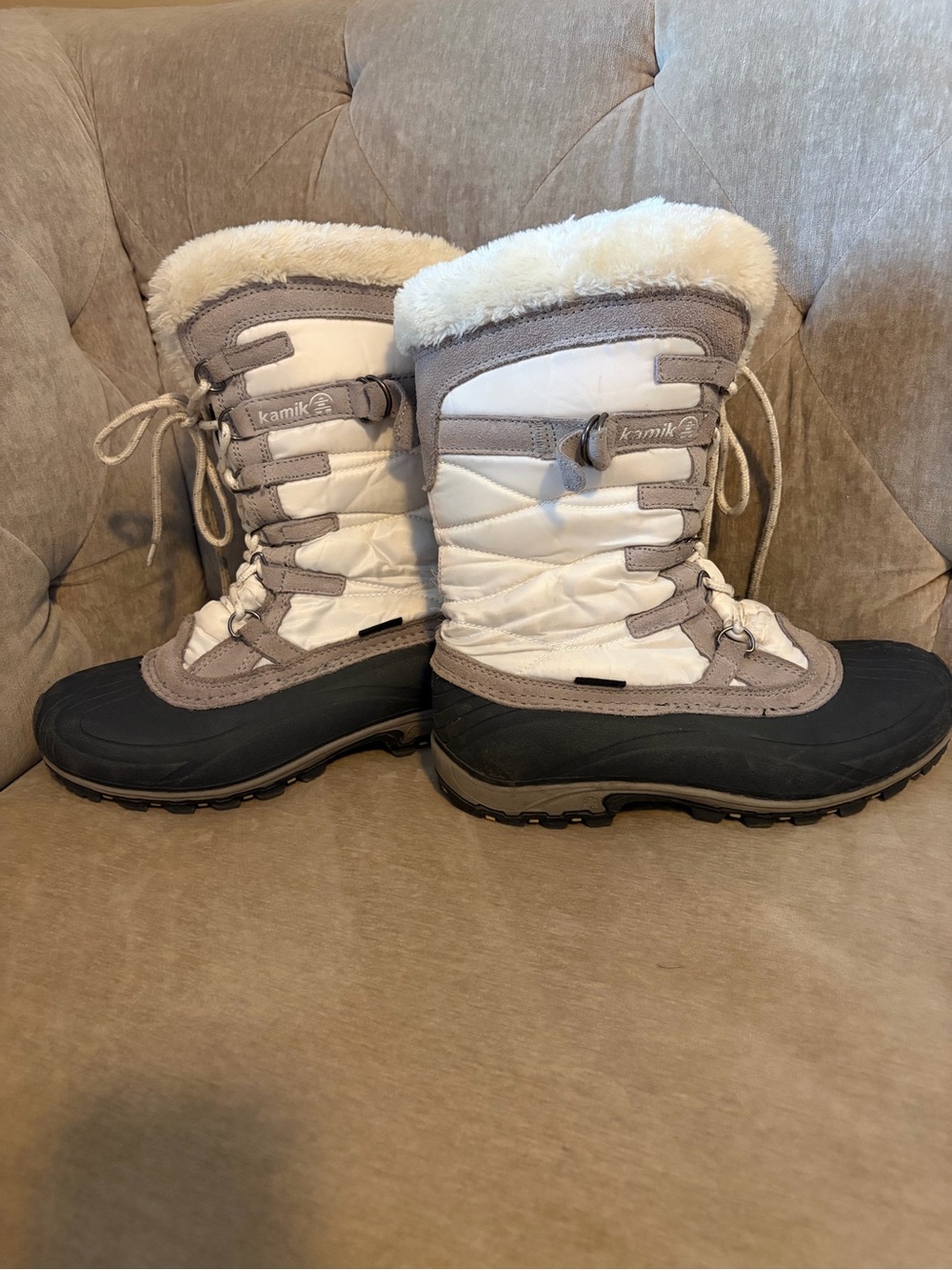 Kamik White, Gray & Black Women's Insulated Snow Boots
